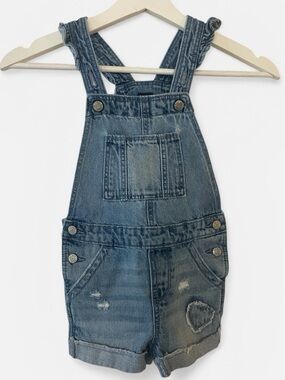 Gap girls Blue Denim Short Overalls size 4 adjustable strap